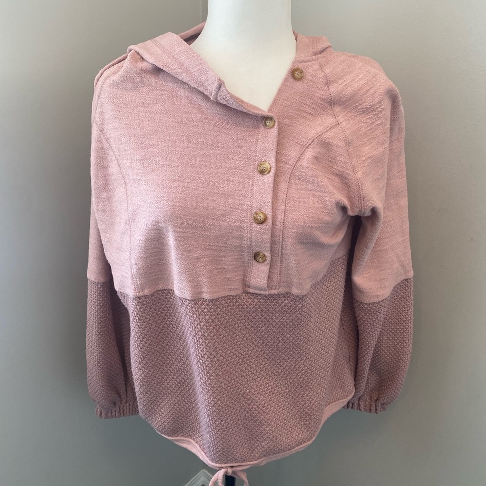 Doe & Rae Pink Button Hoodie